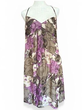 Ann Taylor 100% Silk Halter Dress NWT Floral Babydoll Size 10